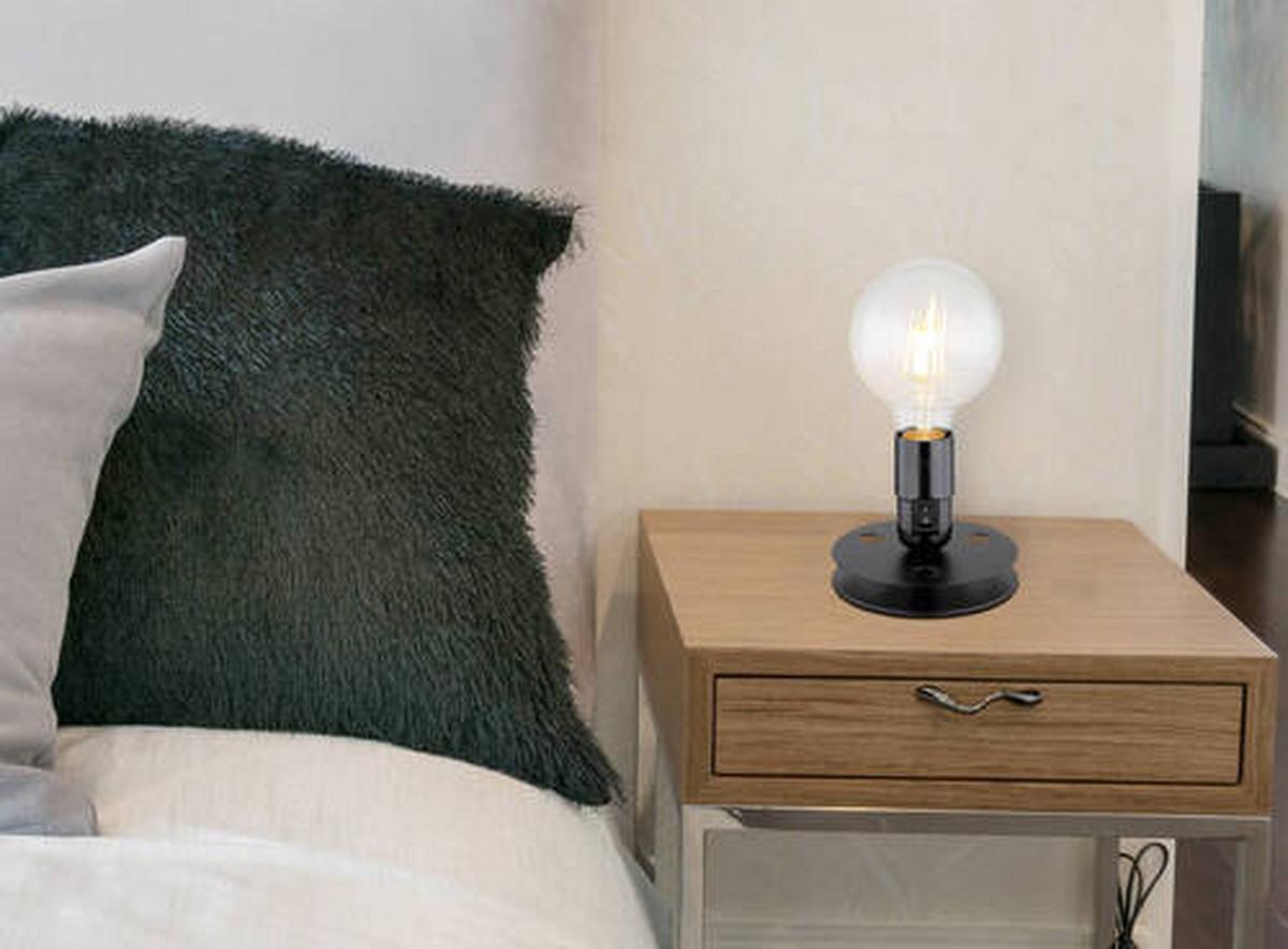 Tischlampe Schwarz Mit Schalter - Schwarz, KONVENTIONELL, Metall (12/9cm) - Globo
