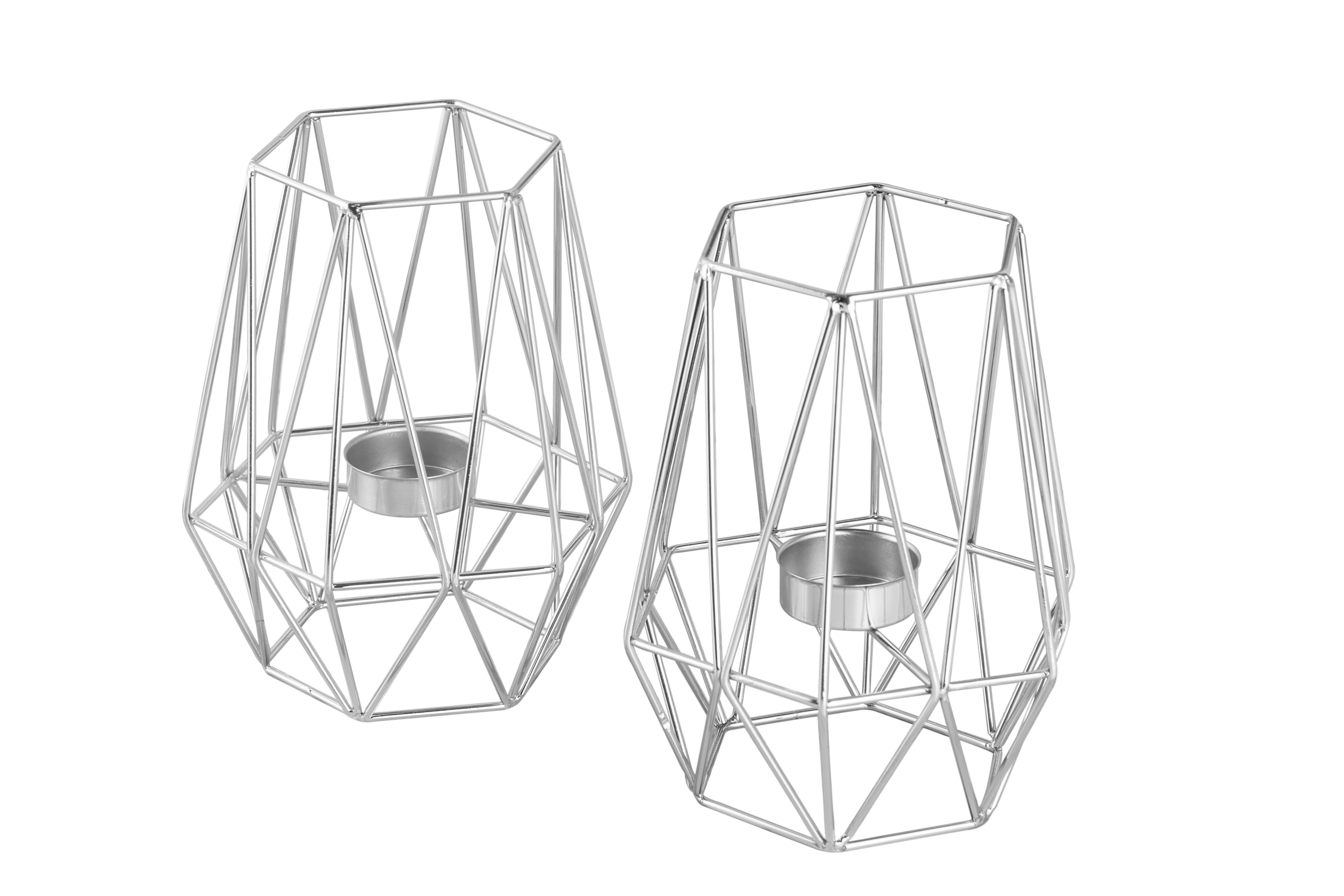 Teelichthalter-Set Eisen Silberfarben - Silberfarben, Basics, Metall (9,5cm) - Echtwerk
