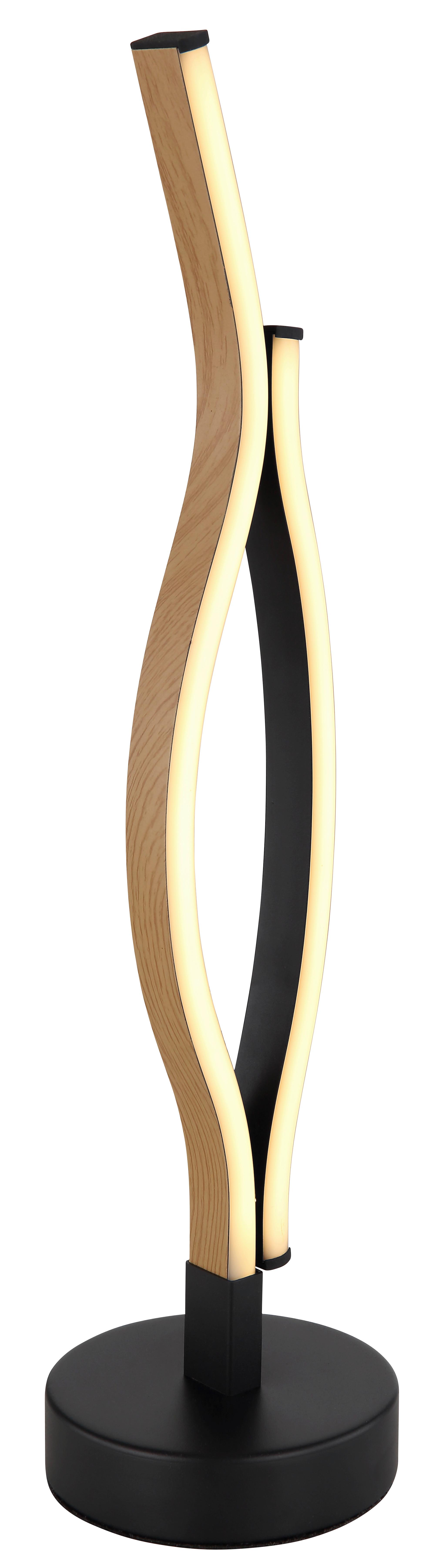 LED-Tischleuchte Geronimo Schwarz Weiß Braun D: 12 cm - Dunkelbraun/Schwarz, Natur, Kunststoff/Metall (12/47cm) - Globo