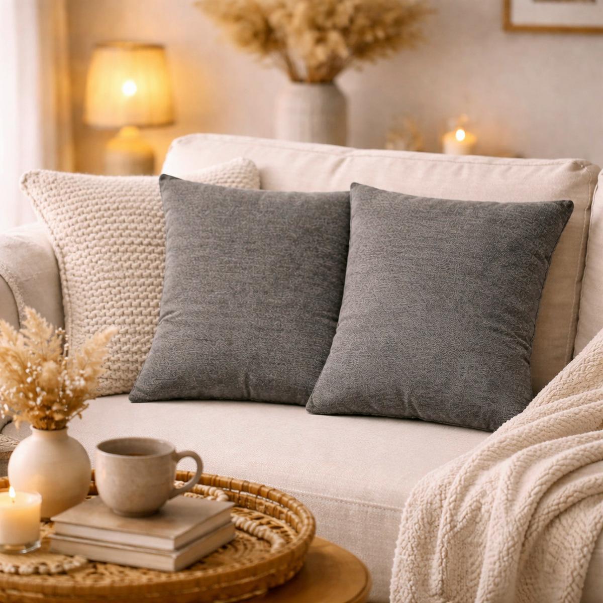 Kissenhüllen-Set Elmer - Anthrazit, Basics, Textil (50/50cm)