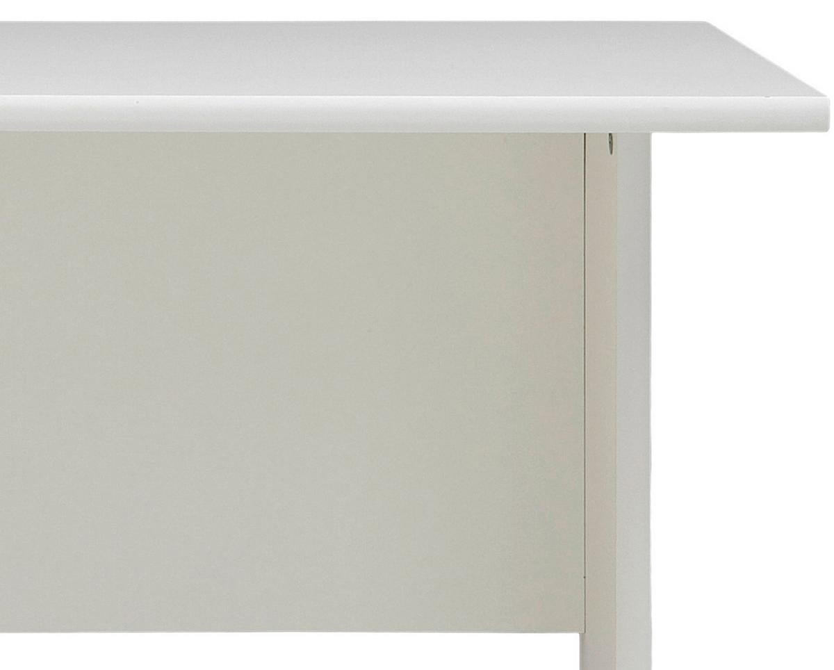Schreibtisch B 90cm H 74,2cm Serie 200, Weiß - Silberfarben/Weiß, Basics, Holzwerkstoff/Metall (90/65/74,2cm) - MID.YOU