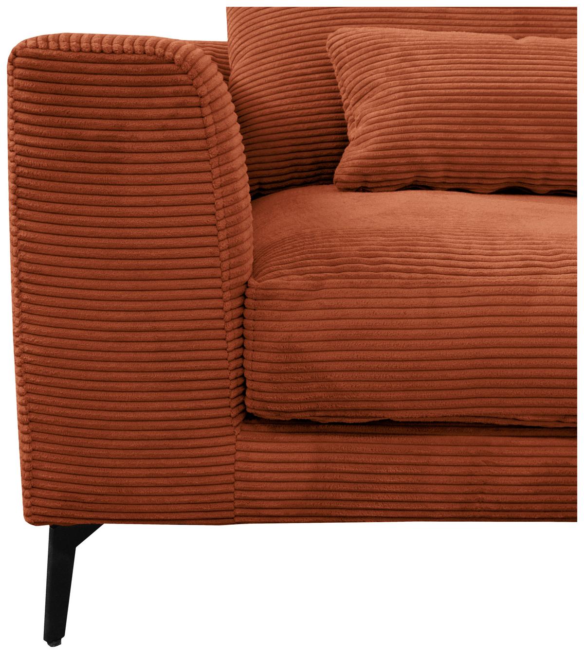 Ecksofa Berlin Cord Kupferfarben 313x172 cm - Schwarz/Kupferfarben, Design, Textil (313/172cm) - Livetastic