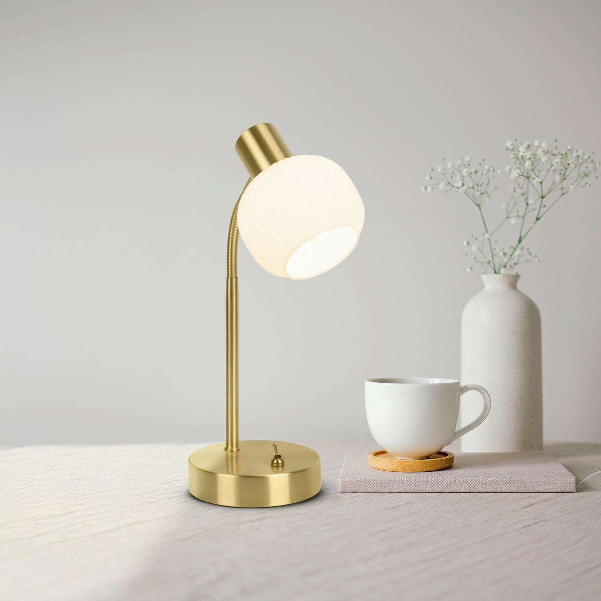 TISCHLEUCHTE Abschaltautomatik - Weiß, LIFESTYLE, Glas/Metall (12/36,5cm) - Näve