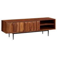 Nízka komoda z masívneho dreva š: 123cm - farba indického palisandra, Modern, drevo (123/42/35cm) - MID.YOU