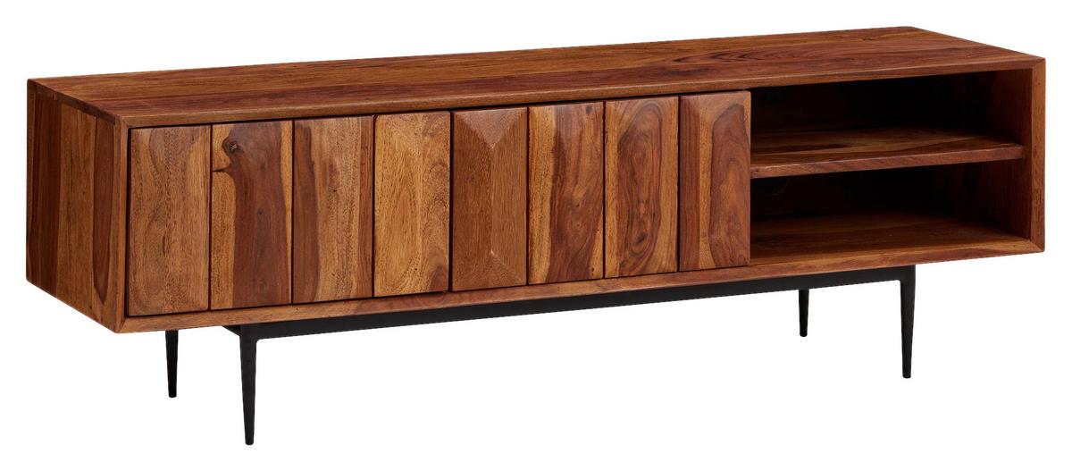 Nízka komoda z masívneho dreva š: 123cm - farba indického palisandra, Modern, drevo (123/42/35cm) - MID.YOU