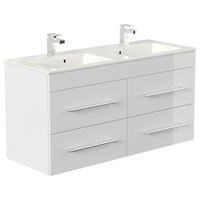 WASCHTISCHKOMBI Homeline, Weiß HG B: 120cm - Weiß Hochglanz/Weiß, Basics, Keramik/Holzwerkstoff (120cm) - MID.YOU