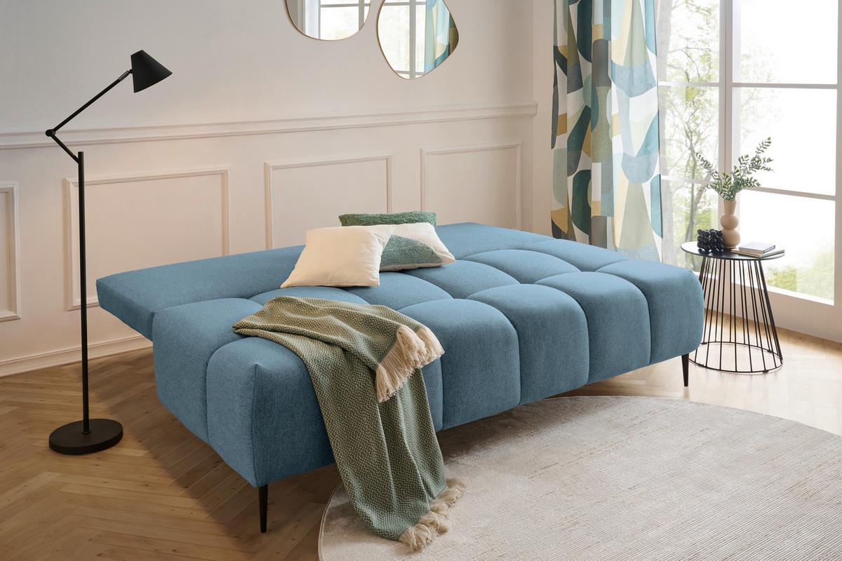 Schlafsofa Bobbio Blau B: 204cm - Blau/Schwarz, MODERN, Textil (204/90/95cm) - MID.YOU