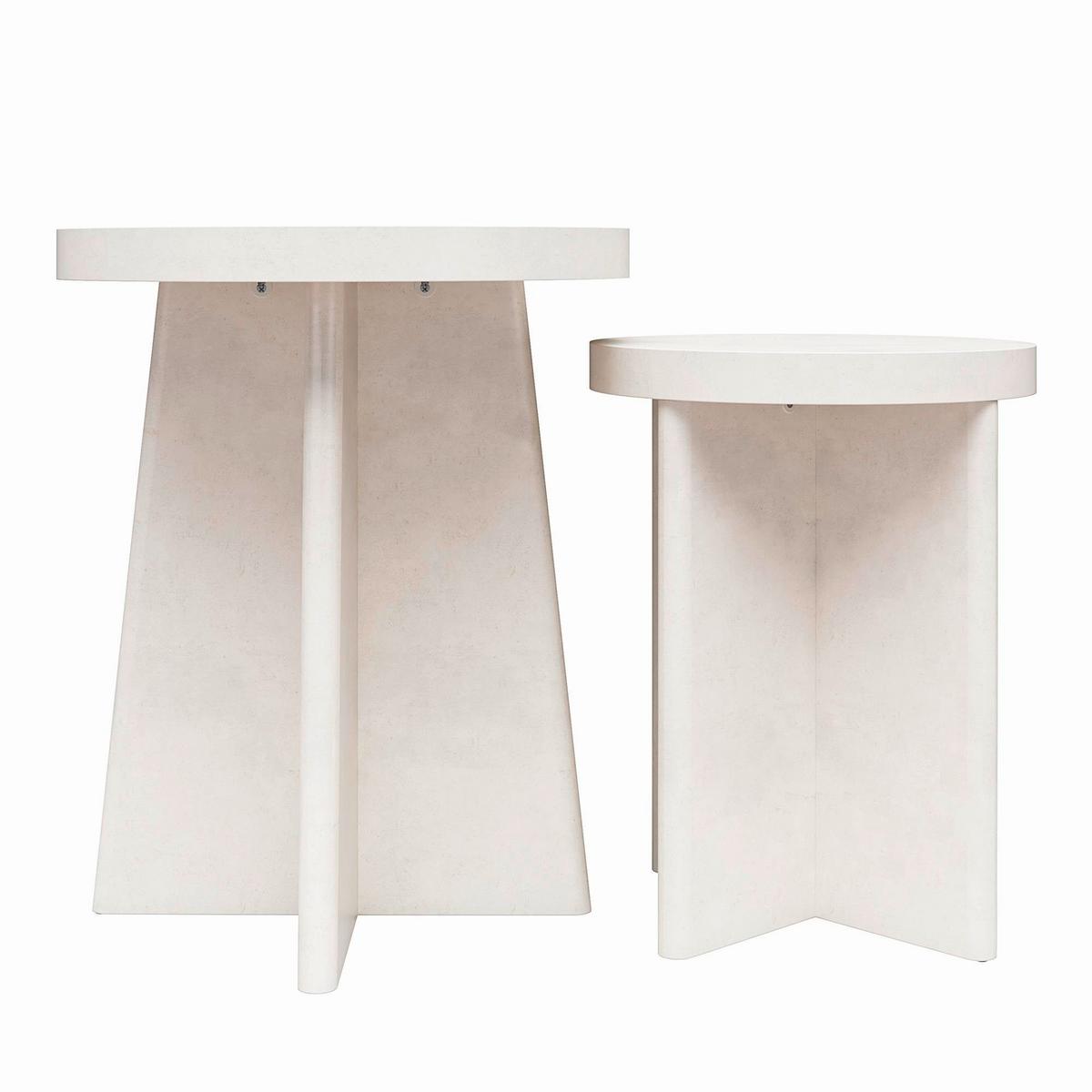 Beistelltisch-set 2er Liam Beige D: 50 Cm - Beige, Design, Papier/Holzwerkstoff (50/62cm) - MID.YOU