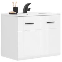 Waschtischkombi Avanti Weiß B: 79,8 cm - Weiß Hochglanz, Design, Holzwerkstoff (79,8/84,6/46cm) - Hom`in