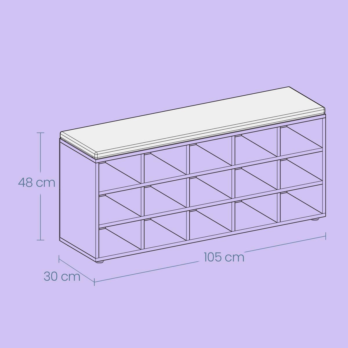 Schuhbank Shoe Bench - Braun/Grau, MODERN, Holzwerkstoff/Textil (105/48/30cm) - MID.YOU