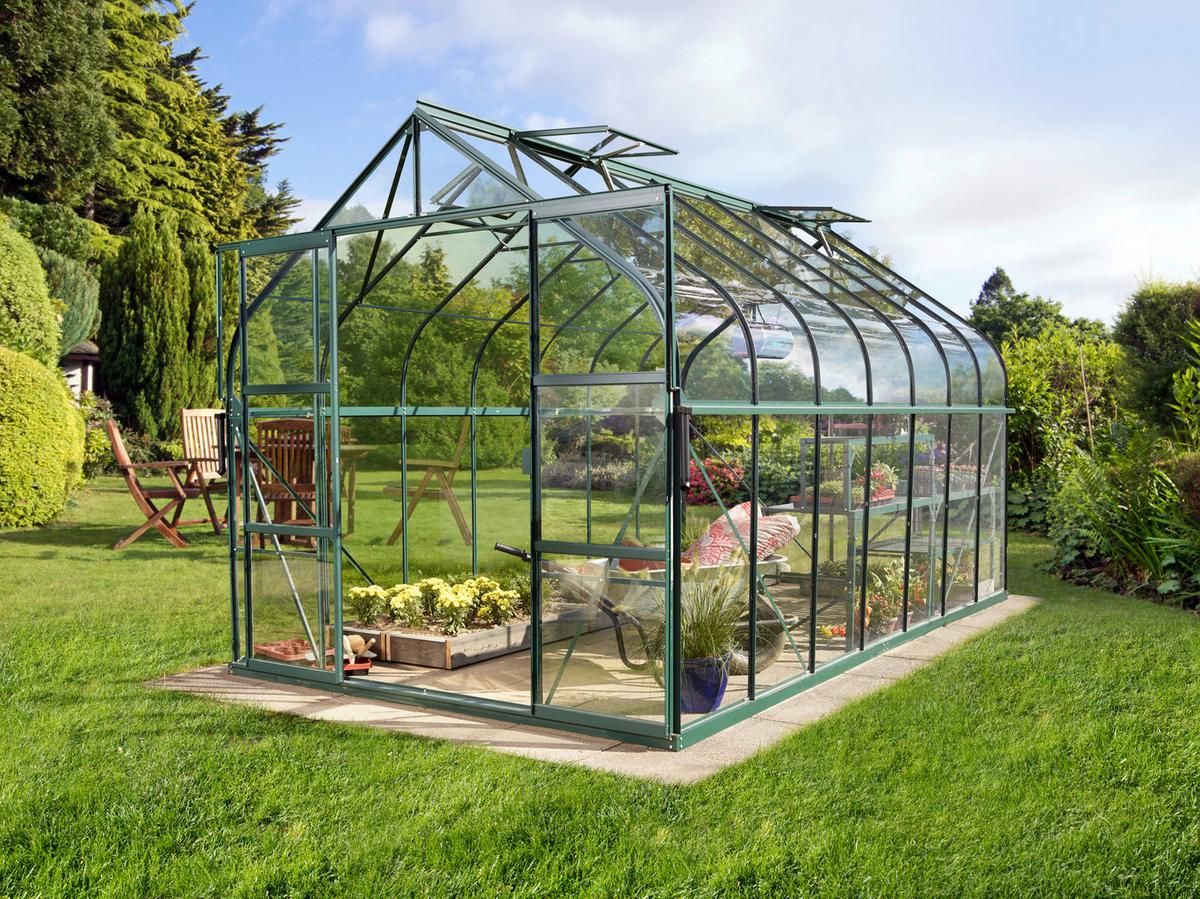 Gewächshausbausatz Diana 11500 11,5 m2 Metall/Glas - Smaragdgrün, Basics, Glas/Metall (263,5/254,4/445cm)