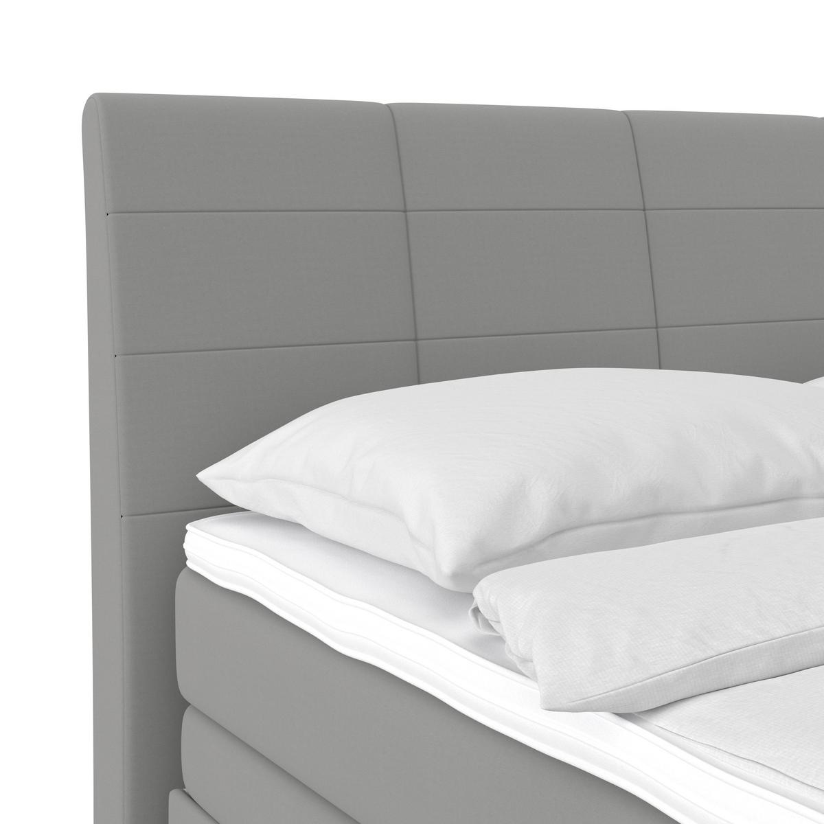 Boxspringbett Libra - Silberfarben/Schwarz, KONVENTIONELL, Textil (160/200cm)