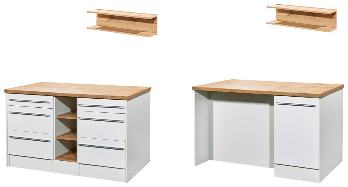 Küchenblock Gabriel Küchenzeile 320 cm - Wildeiche/Weiß Hochglanz, Design, Holzwerkstoff (320-150cm) - Respekta