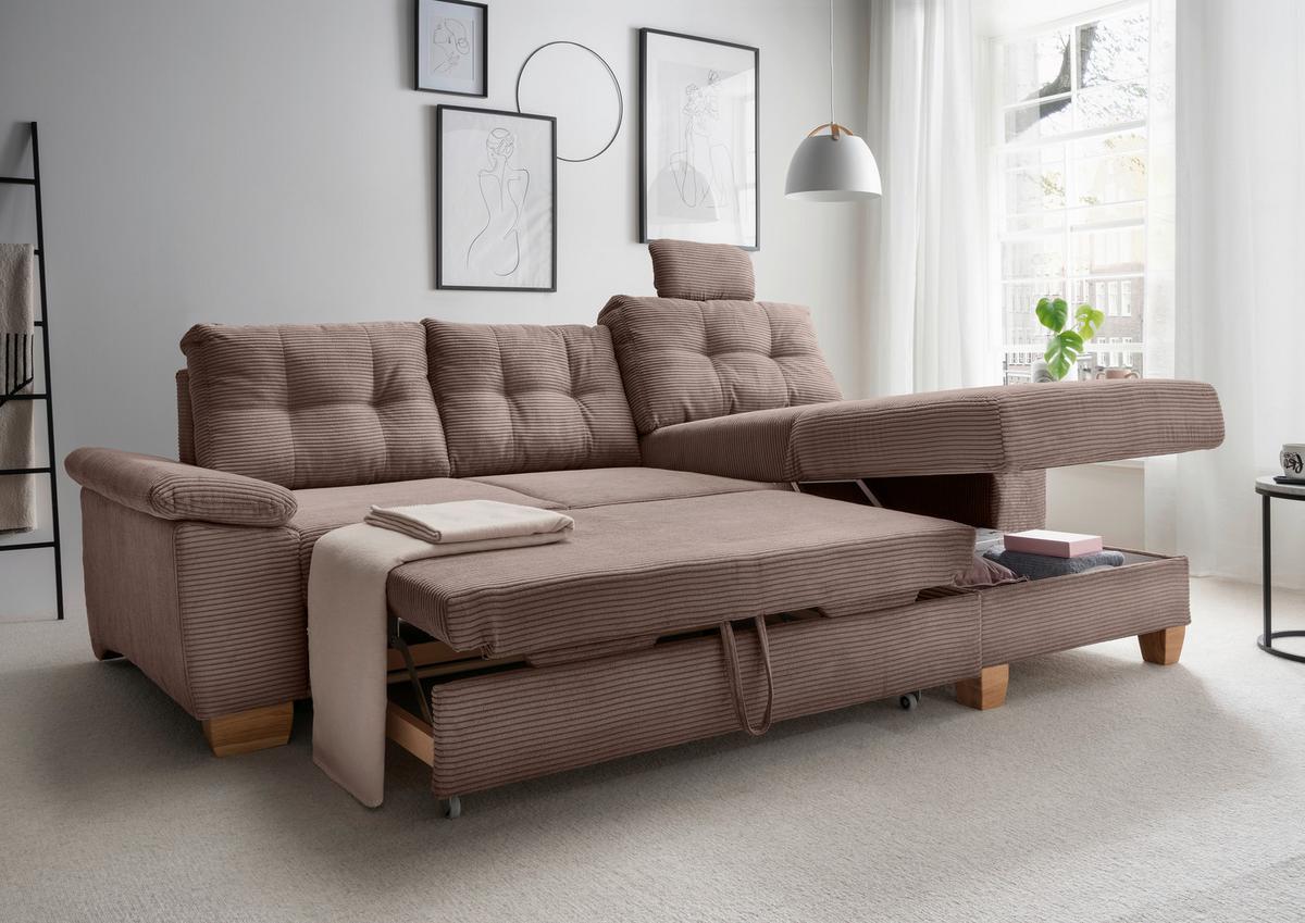 Ecksofa Brizzini Graubraun S: 270x176 Cm - Graubraun/Naturfarben, MODERN, Textil (270/176cm) - Livetastic