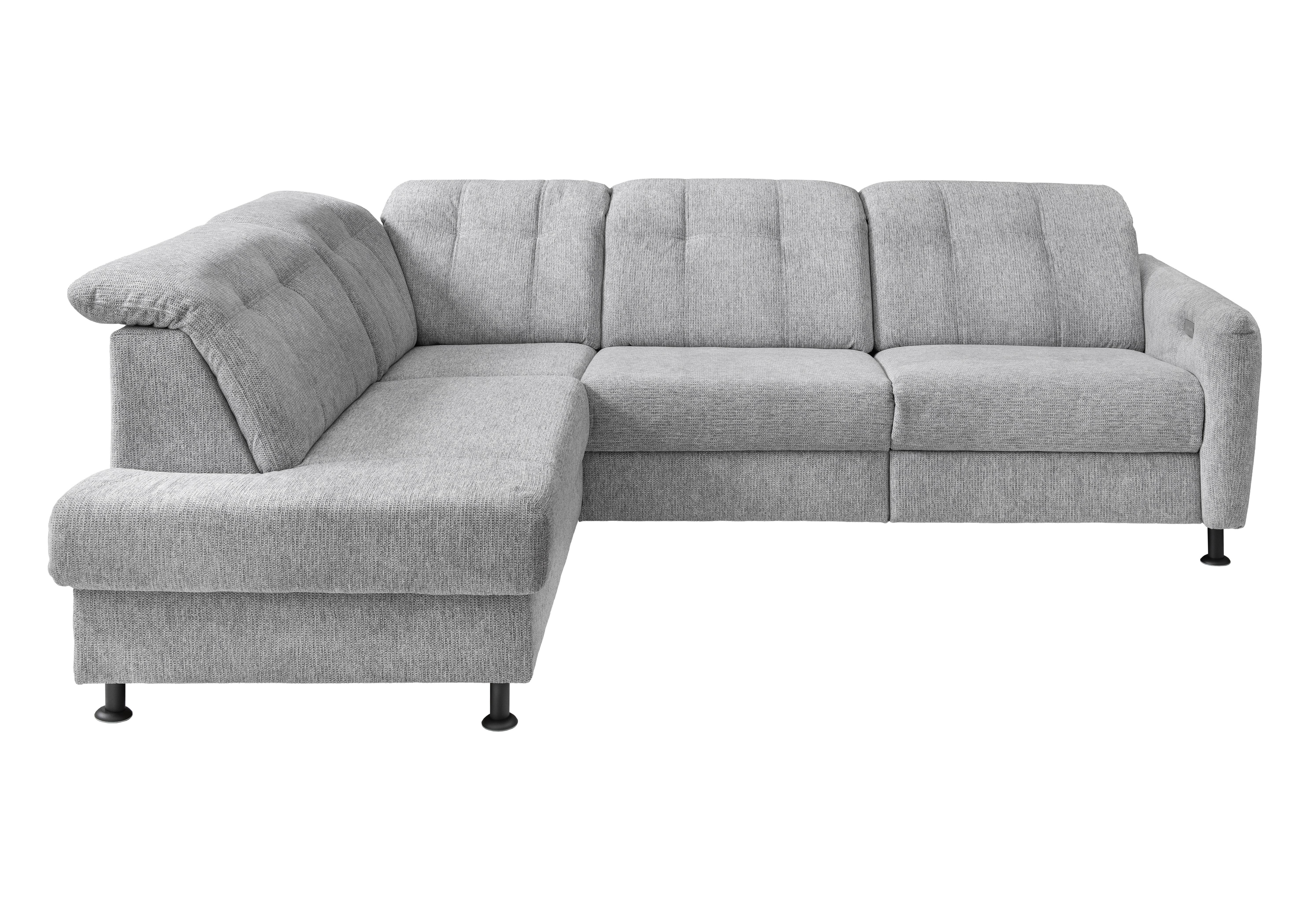 Ecksofa Minori Chenille Silberfarben, S: 198x270 cm - Silberfarben/Schwarz, MODERN, Textil (198/270cm) - Livetastic