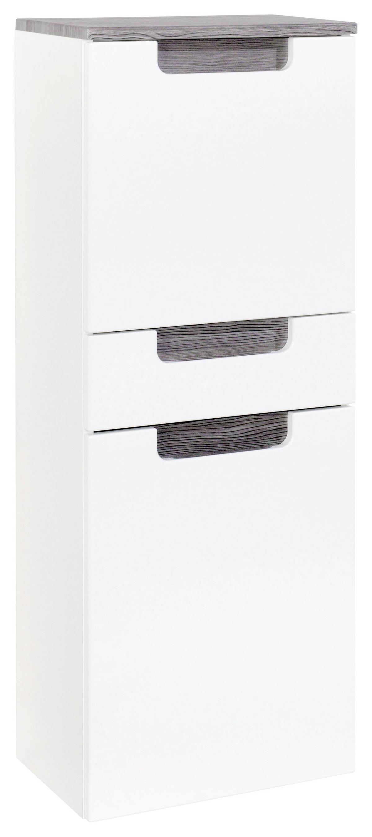 Midischrank Mit Türdämpfer Siena 40cm Weiß/eiche Dekor - Weiß/Silbereichenfarben, MODERN, Holzwerkstoff (40/105/27cm) - Held