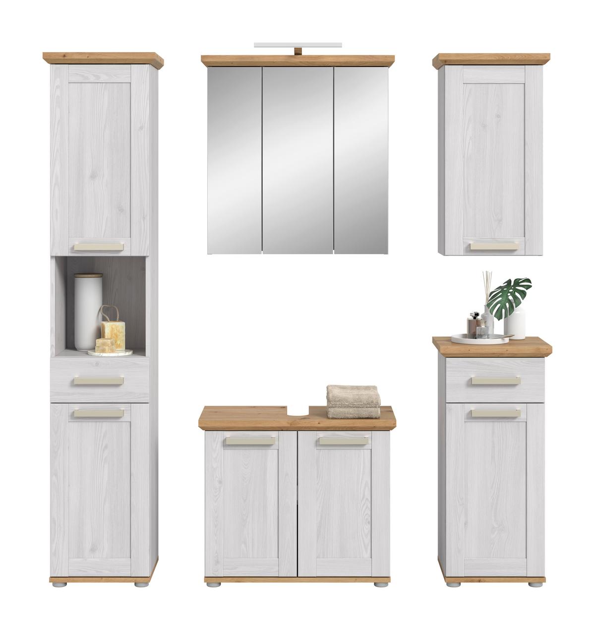 Badezimmer Verona Eiche Dekor /Lärchefarben B: 147cm - Silberfarben/Lärchefarben, Trend, Glas/Holzwerkstoff (147cm) - MID.YOU