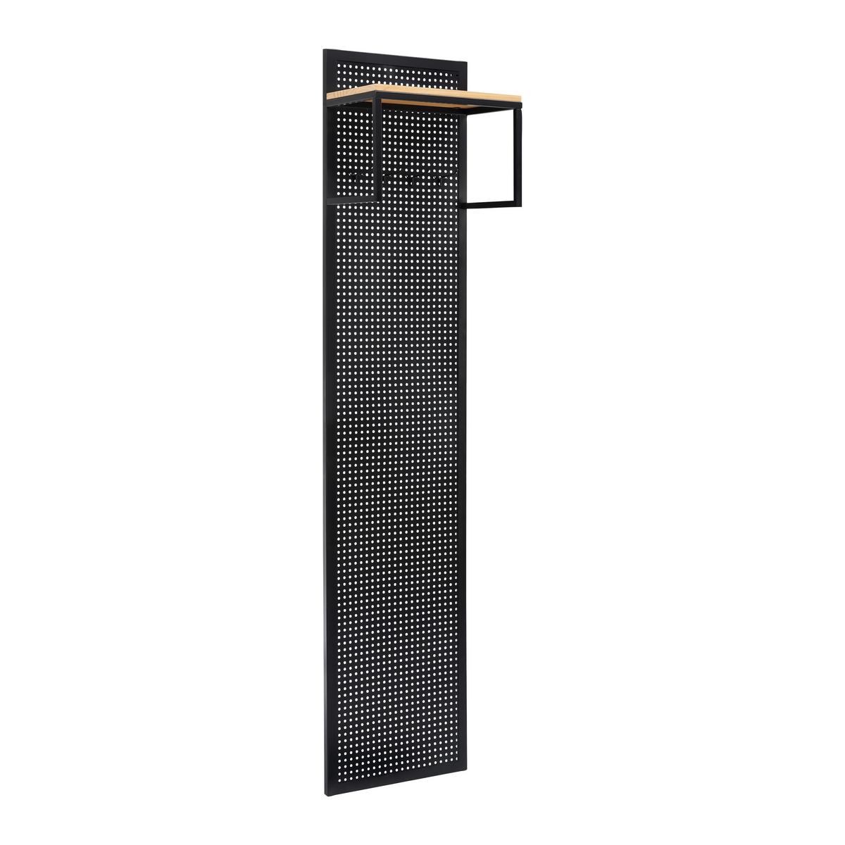 Šatný panel LORENZO - čierna/farba borovice, Modern, kov/drevo (40/180/25cm) - Bessagi Home