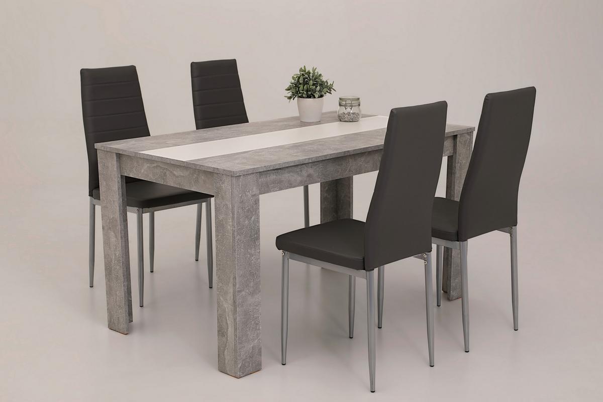 Tischgruppe Helene Grau L: 140 cm - Grau, MODERN, Holzwerkstoff/Textil (140/80/74cm) - MID.YOU