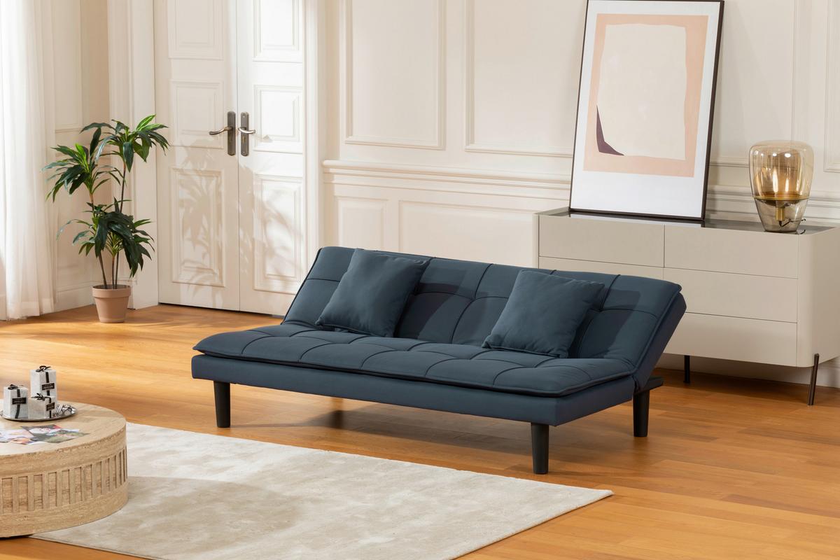 Schlafsofa Oslo - Blau/Schwarz, Basics, Textil (180/79/91cm) - P & B