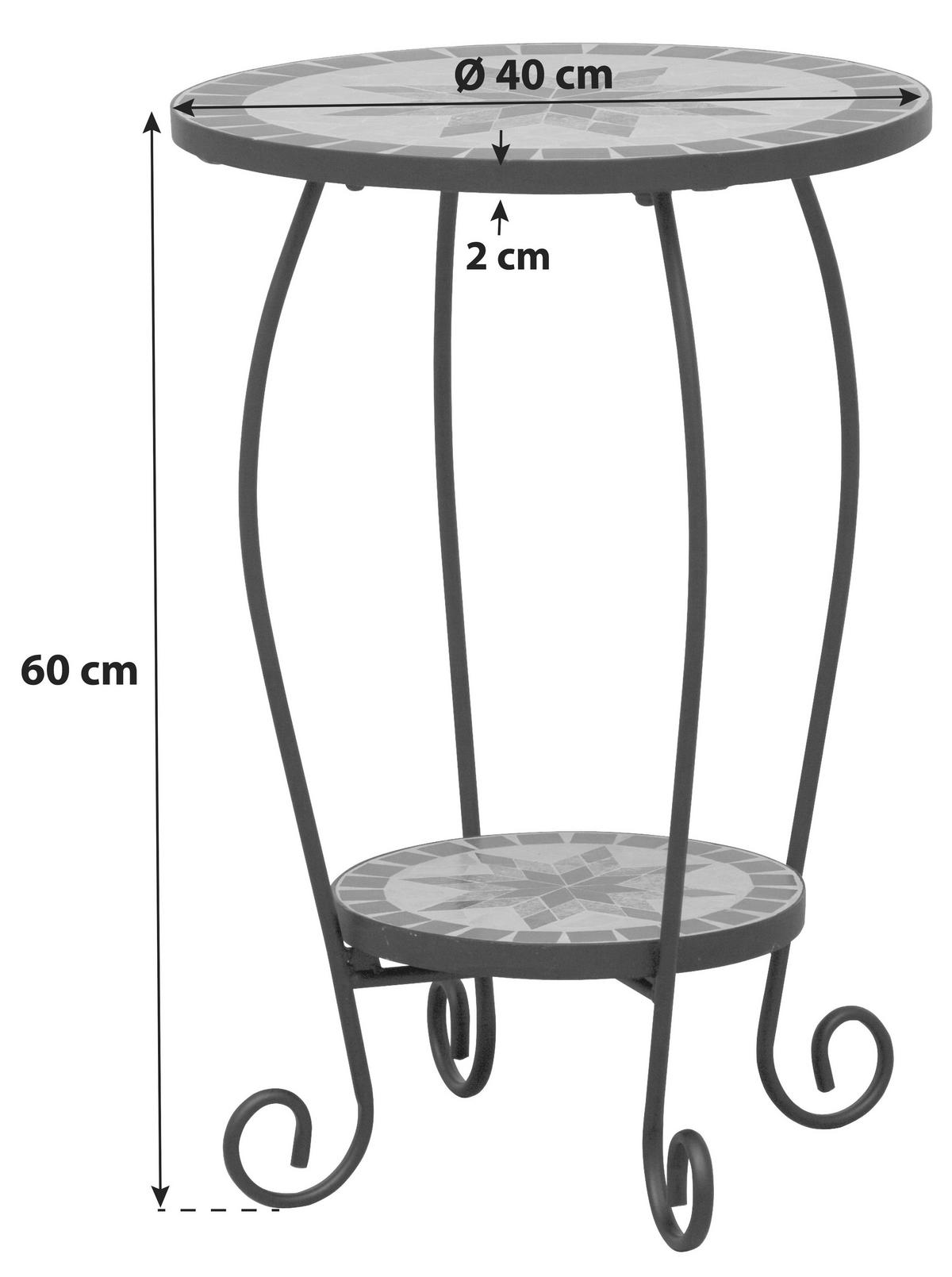 Gartenbeistelltisch 875324 - Multicolor/Schwarz, MODERN, Keramik/Metall (40/40/60cm) - Siena Garden