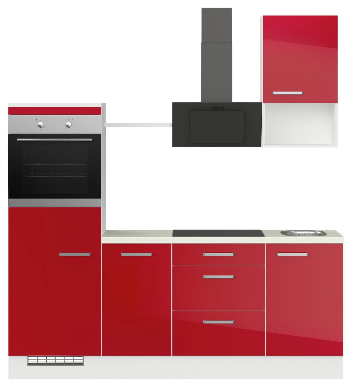 Küchenleerblock Ip4050 - Rot/Weiß, Design, Holzwerkstoff (215cm) - Impuls