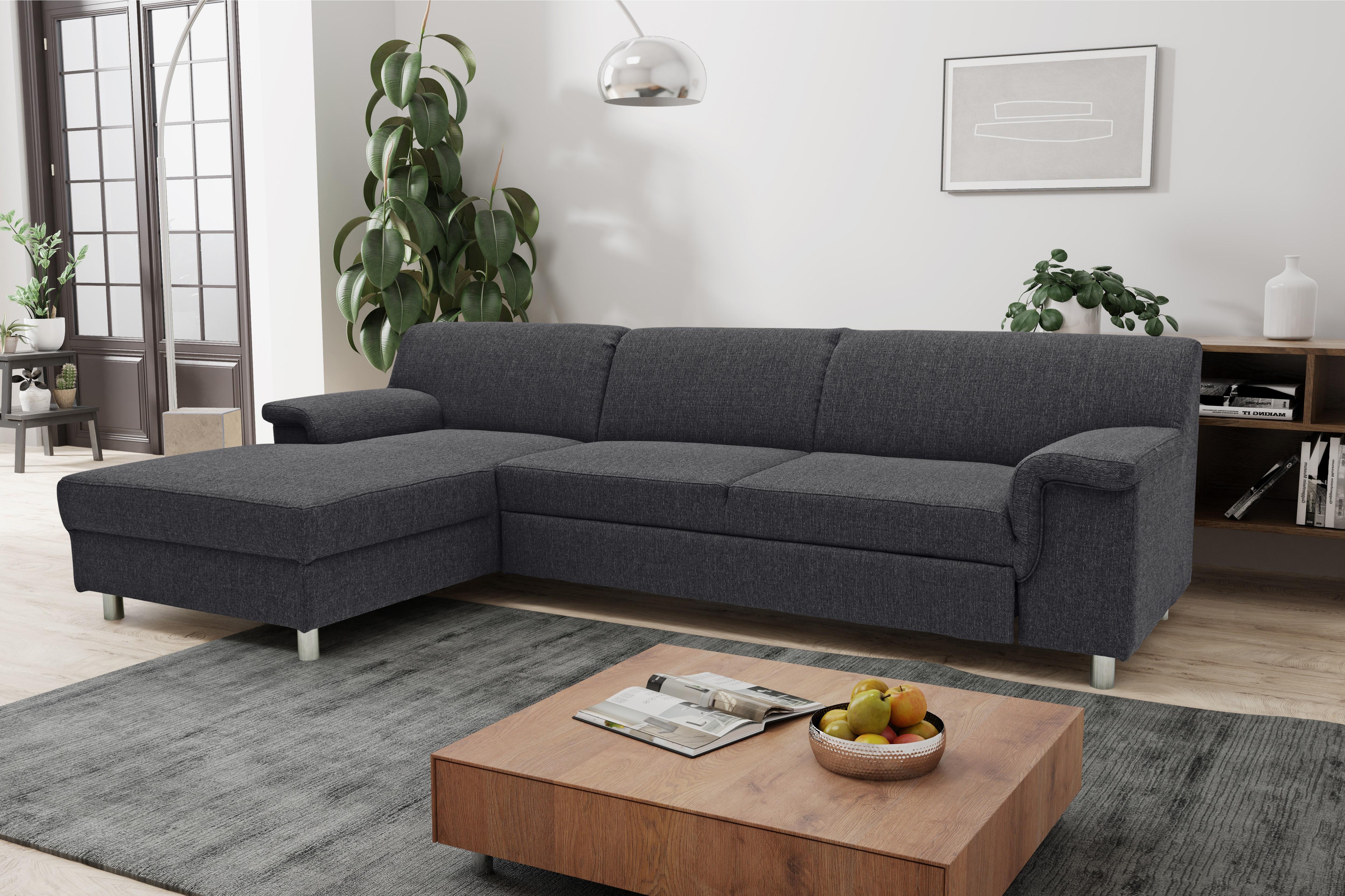 Ecksofa Mit Schlaffunktion Jamie Schlammfarben Webstoff - Chromfarben/Schlammfarben, KONVENTIONELL, Textil (150/252cm) - MID.YOU