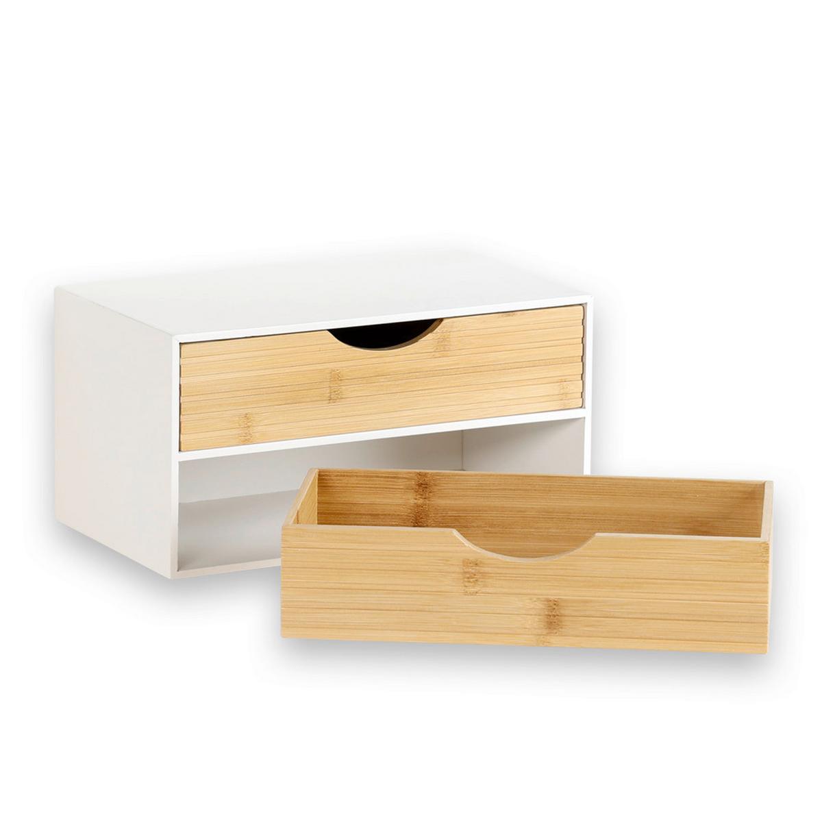 TISCHORGANIZER Bambus, standfest - Naturfarben/Weiß, Basics, Holz/Holzwerkstoff (27/16/14cm) - Kesper