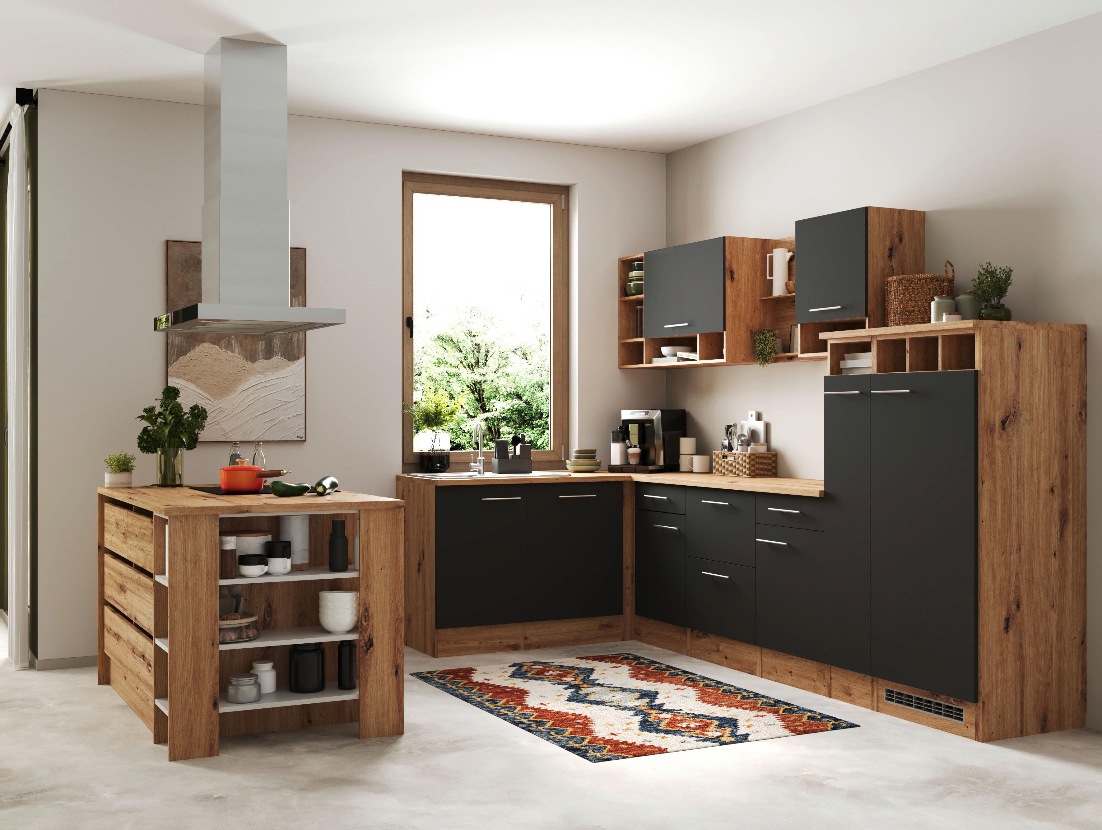 Eckküche Hilde Winkelküche 310 cm - Wildeiche/Grau, Design, Holzwerkstoff (310/172cm) - Respekta
