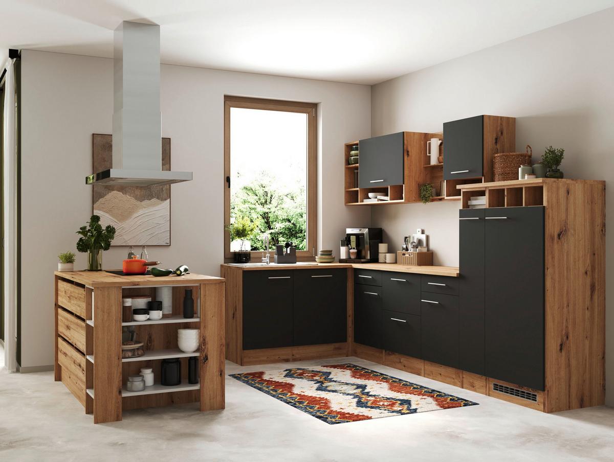 Eckküche Hilde Winkelküche 310 cm - Wildeiche/Grau, Design, Holzwerkstoff (310/172cm) - Respekta