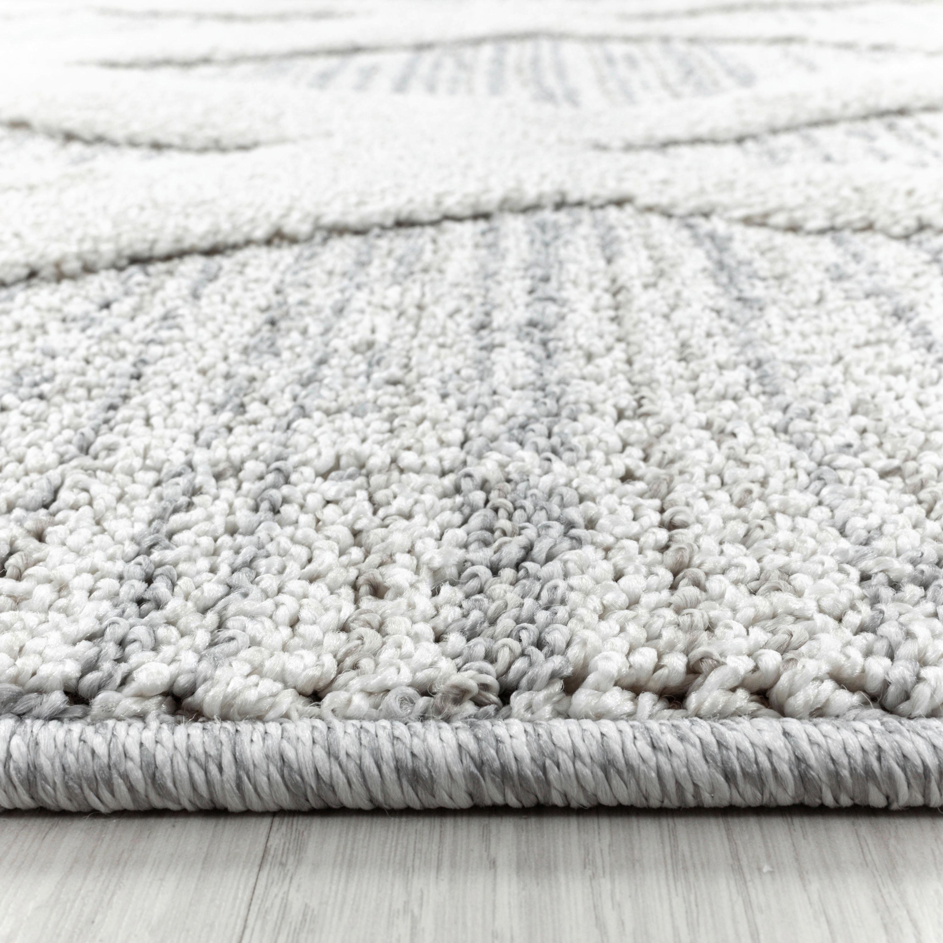 Webteppich Grau Pisa Rund Ø 160 cm - Grau, KONVENTIONELL, Textil (160cm)