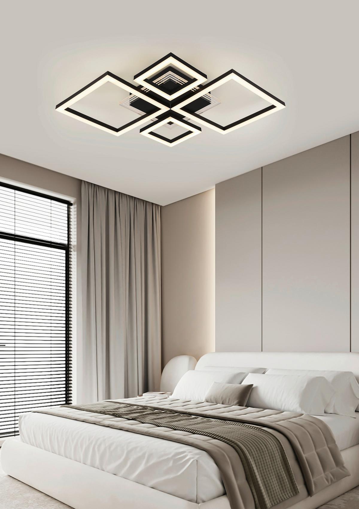 LED-Deckenleuchte Valentin - Transparent/Schwarz, MODERN, Kunststoff/Metall (62,5/45/6,5cm) - Luca Bessoni