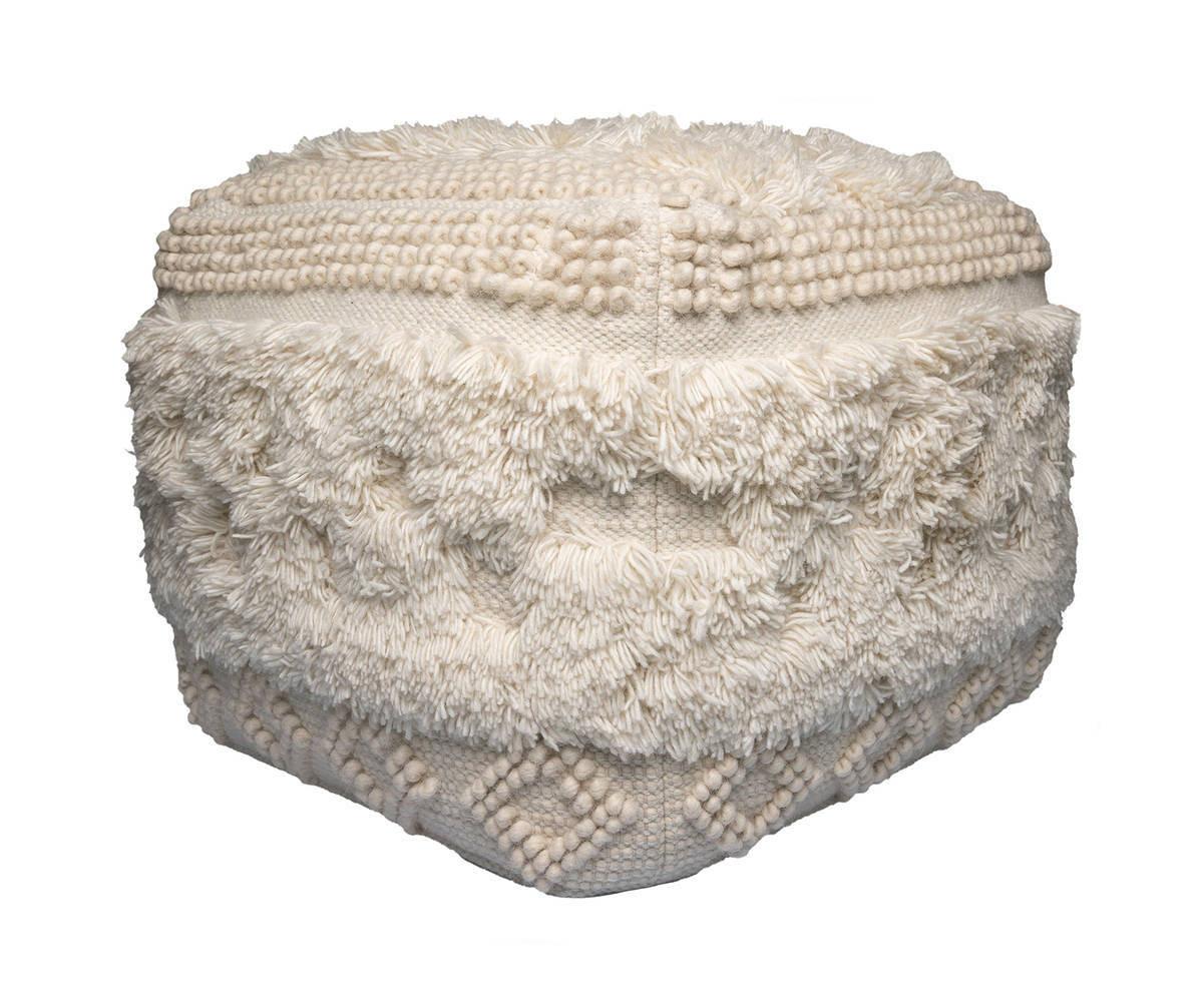Pouf Bohist Naturfaser Creme DxH: 38x50 cm - Creme, Trend, Textil (38/50/38cm) - Kayoom