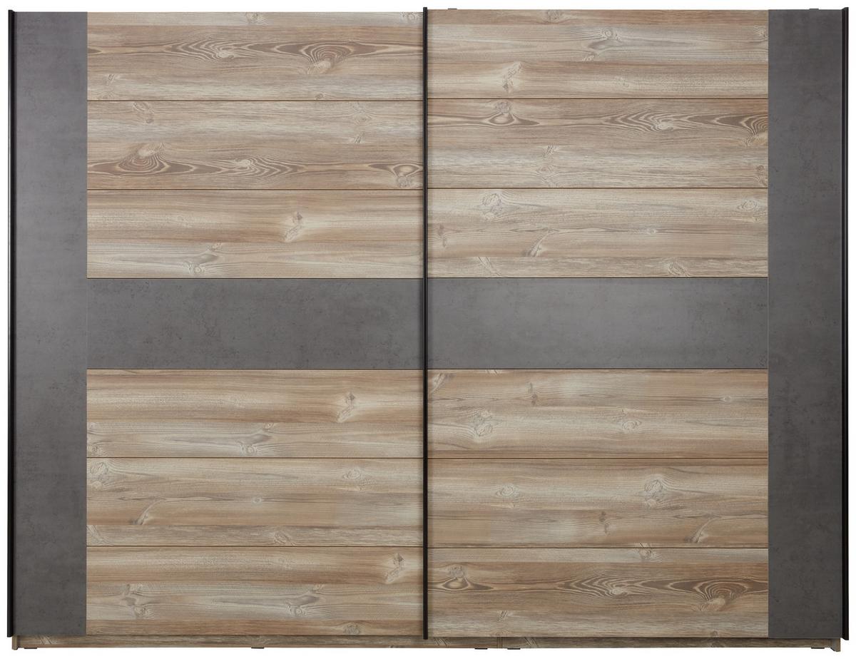 Šatníková Skriňa S Posuvnými Dverami Chanton, 221x210 Cm - čierna/farby borovice, Štýlový, kov/kompozitné drevo (221/210/62cm) - Based