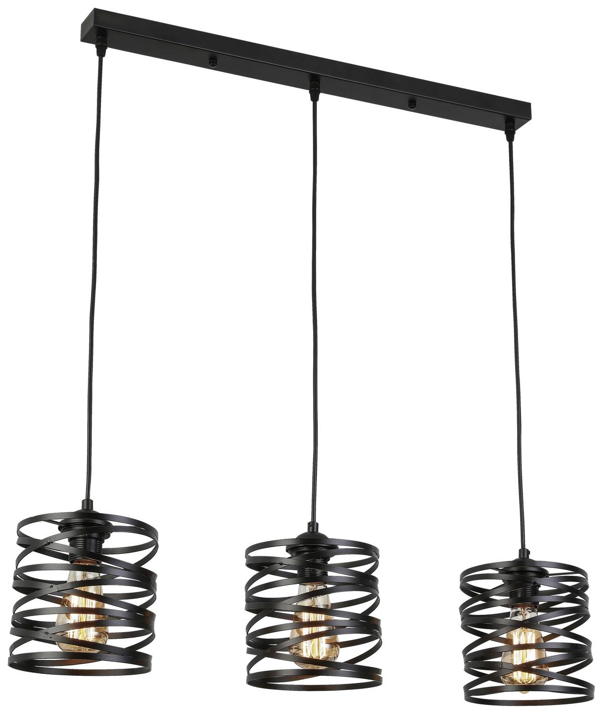 Hängeleuchte Timea H: 120 Cm 3-Flammig - Schwarz, ROMANTIK / LANDHAUS, Kunststoff/Metall (69/17/120cm) - James Wood