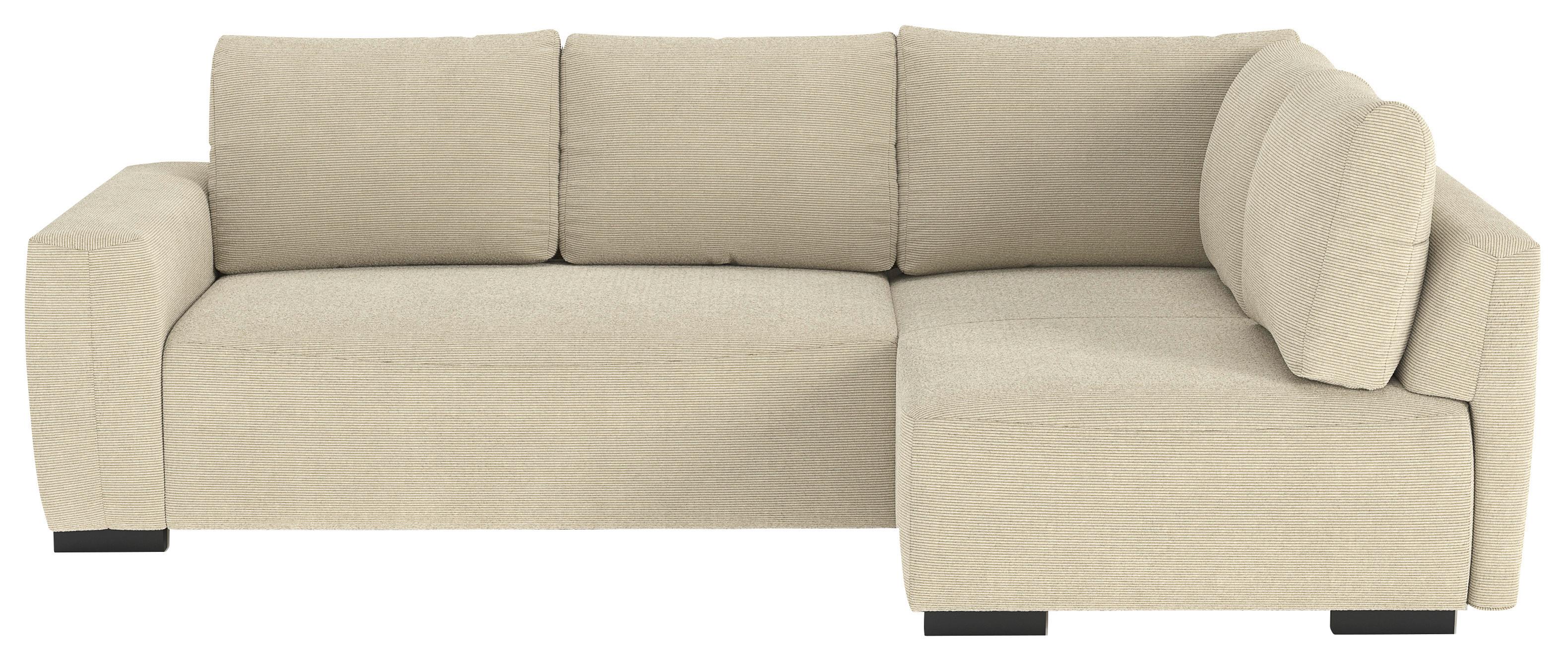 Ecksofa mit Bettfunktion Giro Cord beige, B: 252cm - Beige/Schwarz, Trend, Textil (252/170cm) - MID.YOU