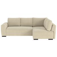 Ecksofa mit Bettfunktion Giro Cord beige, B: 252cm - Beige/Schwarz, Trend, Textil (252/170cm) - MID.YOU