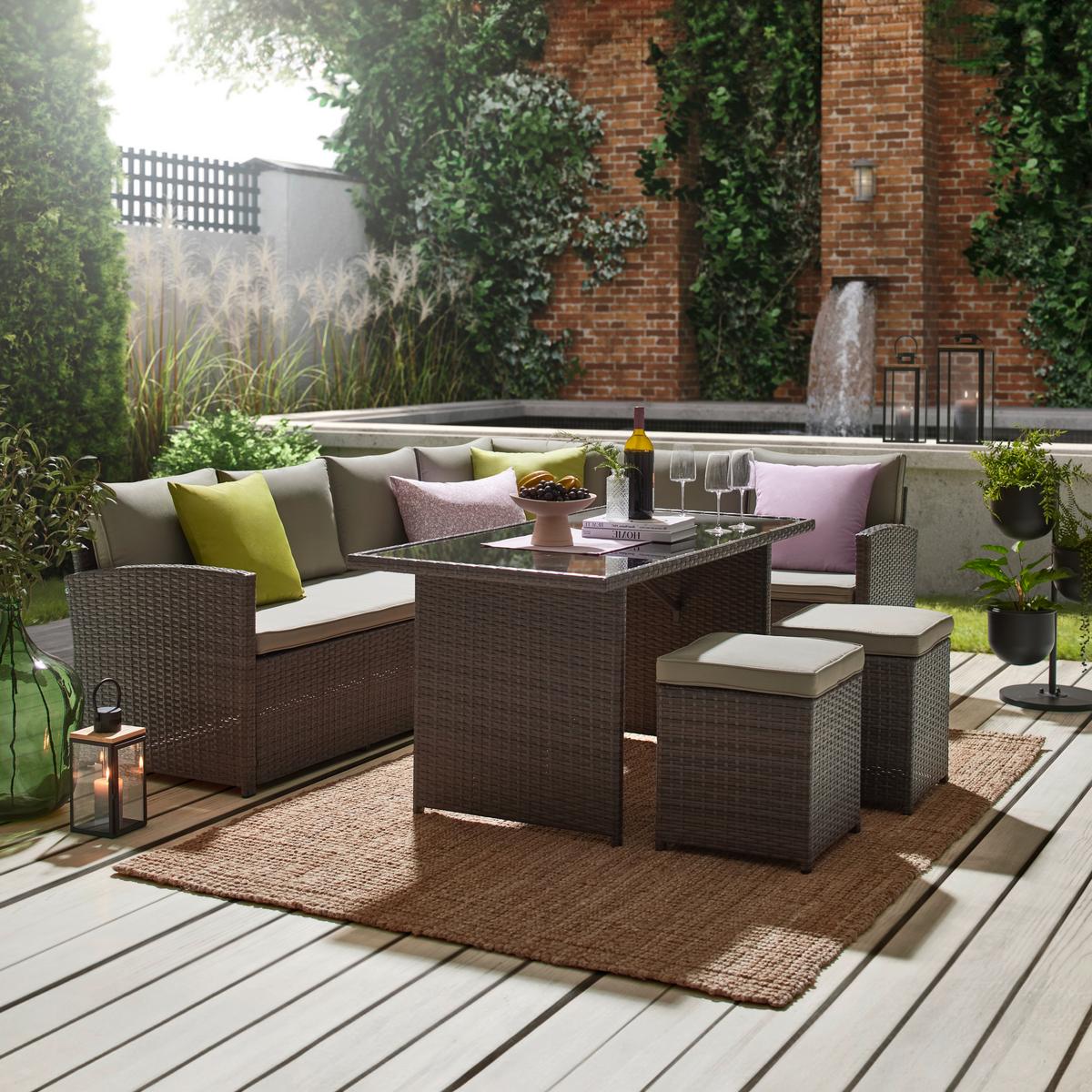 TERASOVÁ SEDACÍ SOUPRAVA Marrakesch 2, 240/181cm - šedá/černá, Moderní, kov/textil (240/70/181cm) - Modern Living