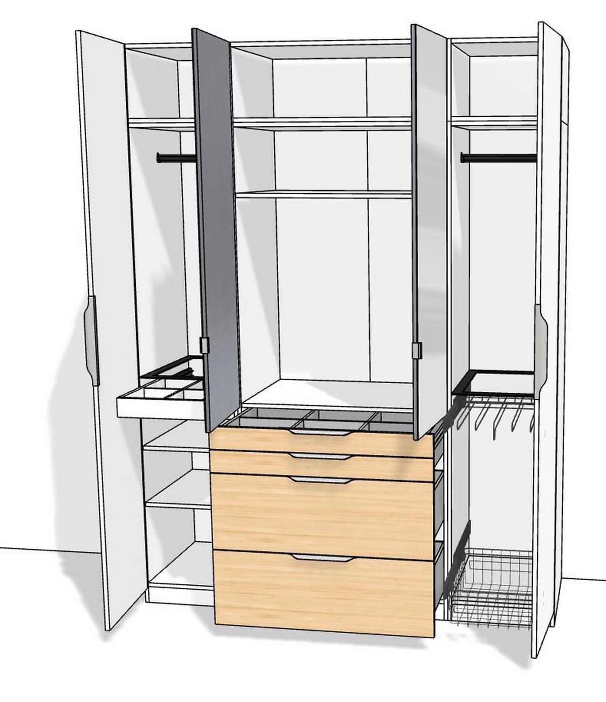 Kleiderschrank Unit 4trg. Maxihöhe - KONVENTIONELL (182,2/242,2/58,3cm) - Ondega