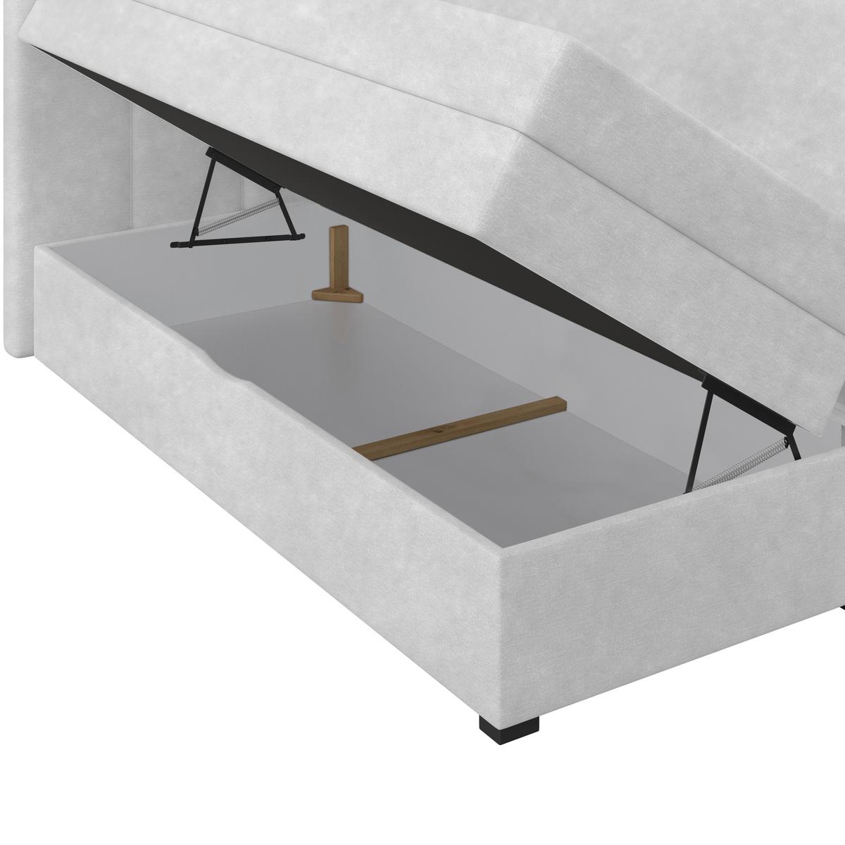 Boxspringbett mit Topper & Bettkasten 200x200 Lauro - Hellgrau/Schwarz, Trend, Textil (200/200cm)