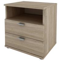 NOČNÍ STOLEK PLUTO - barvy dubu/barvy hliníku, Moderní, kompozitní dřevo/plast (45/47/35cm)