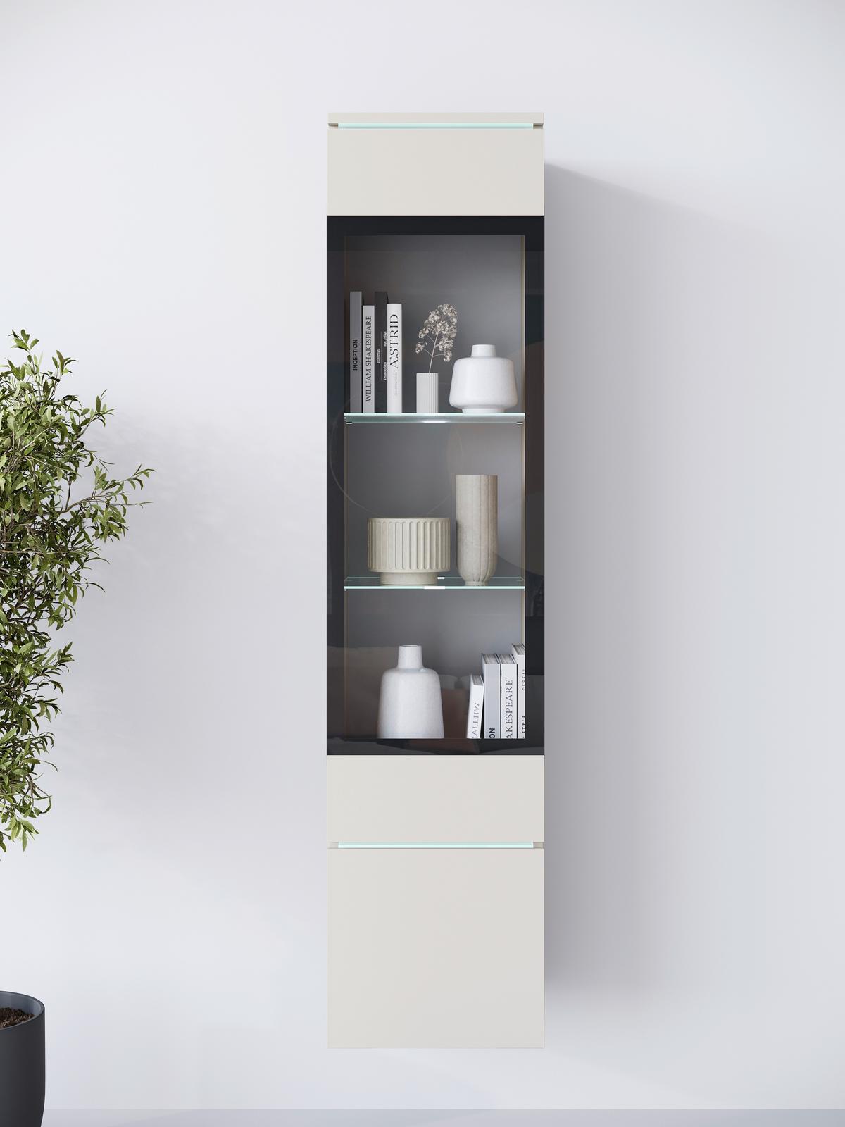 Vitrine Vera Beige/kaschmir B: 30cm - Kaschmir/Beige, Design, Glas/Holzwerkstoff (30/130/33cm) - Livetastic