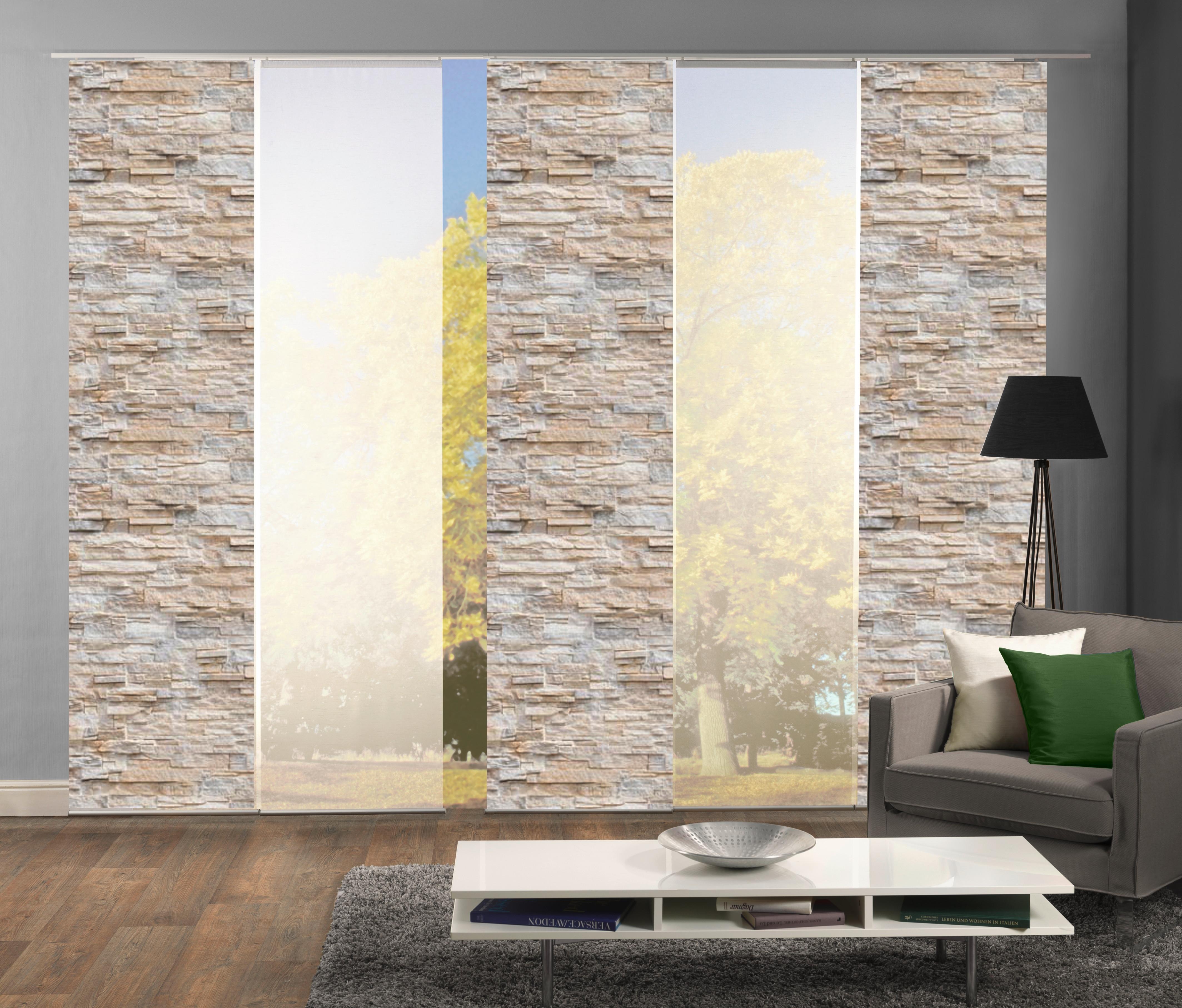 Flächenvorhang 5er Set Wallis - Naturfarben, Design, Textil (60/245cm) - Schmidt W. Gmbh
