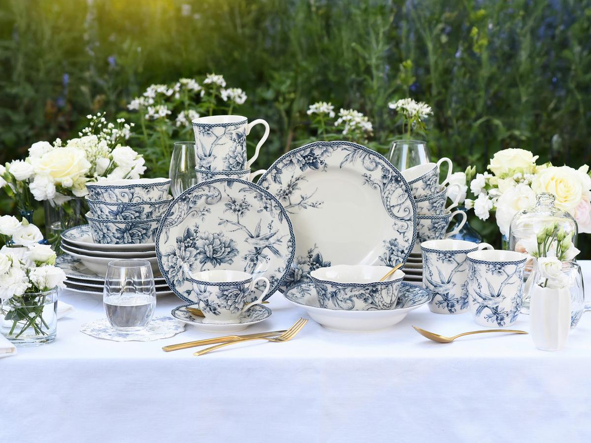 KOMBISERVICE Blau, Weiß, 16--Teilig. - Blau/Weiß, Basics, Keramik - Creatable