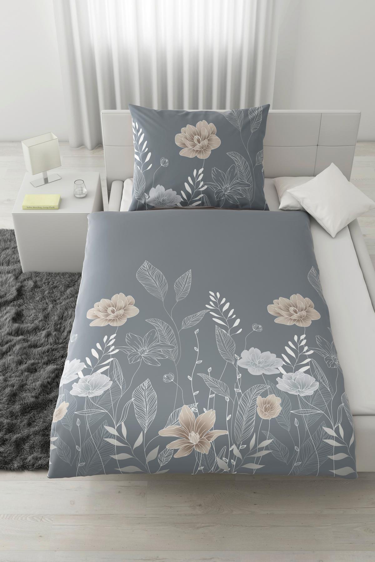 Posteľná bielizeň Nala, 70/90 140/200cm - sivá, Romantik / Landhaus, textil (140/200cm) - Mömax