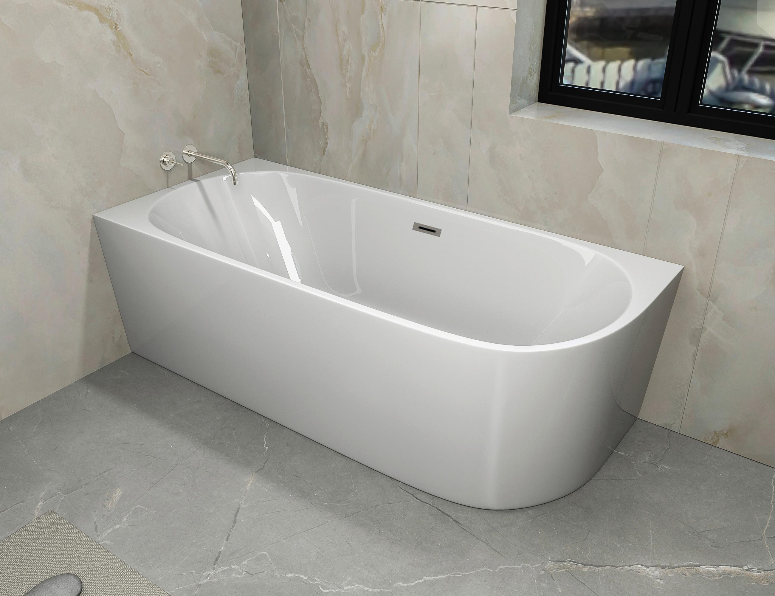 Badewanne Halbfreist. Badewanne Faro - Weiß, KONVENTIONELL, Kunststoff (170/75/60cm) - Sanotechnik