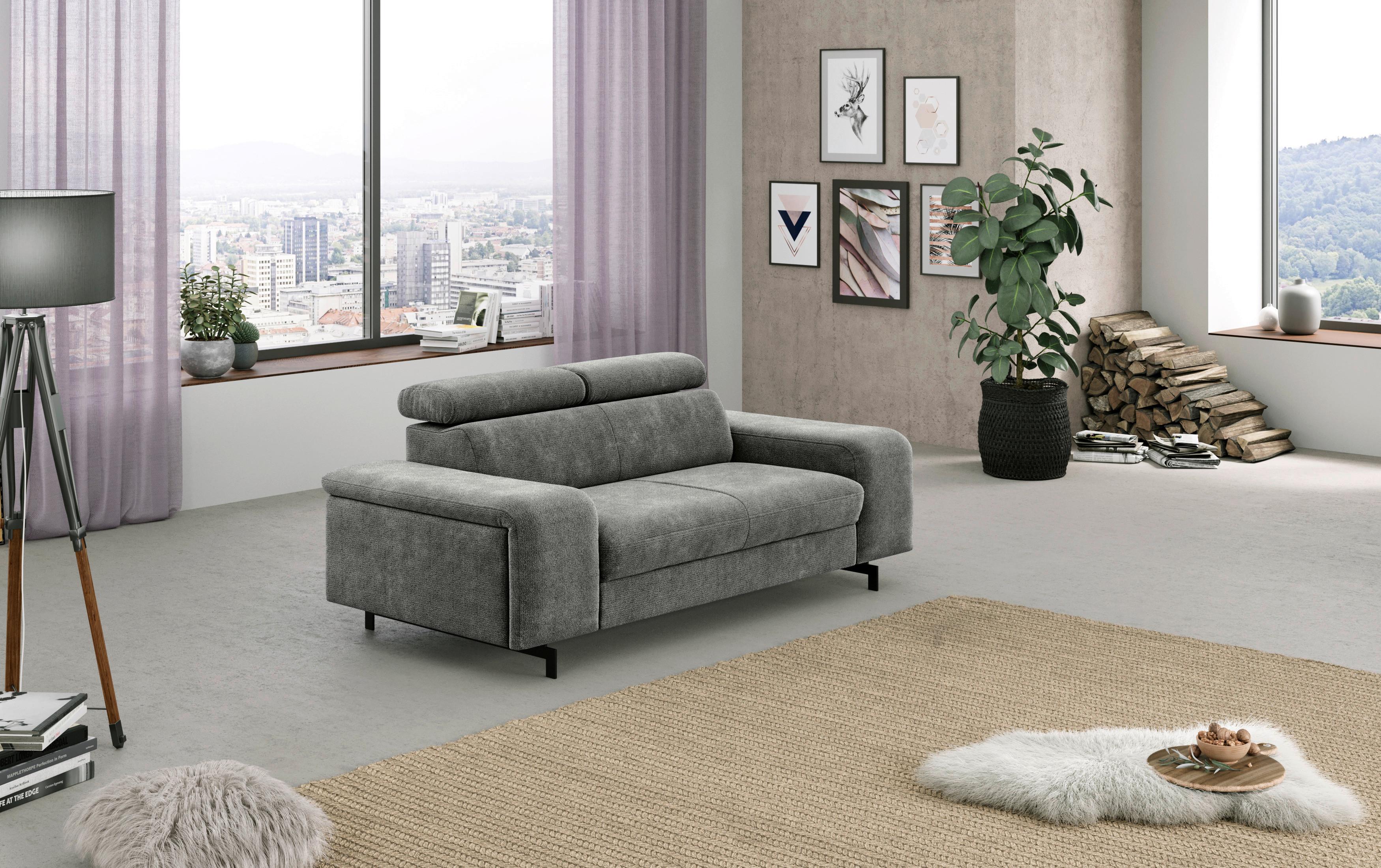 2-Sitzer-Sofa Emma Grau B: 198 cm - Schwarz/Grau, Textil (198/81/100cm) - MID.YOU