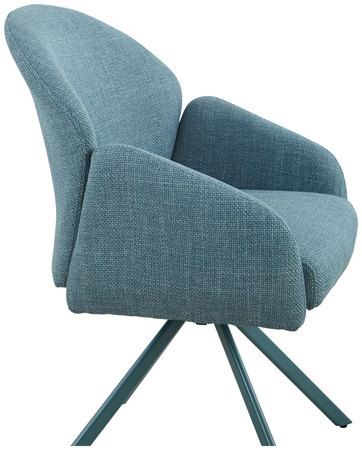 Armlehnstuhl Holly drehbar Webstoff Blau, B: 56,5 cm - Petrol, MODERN, Textil/Metall (56,5/61/84cm)