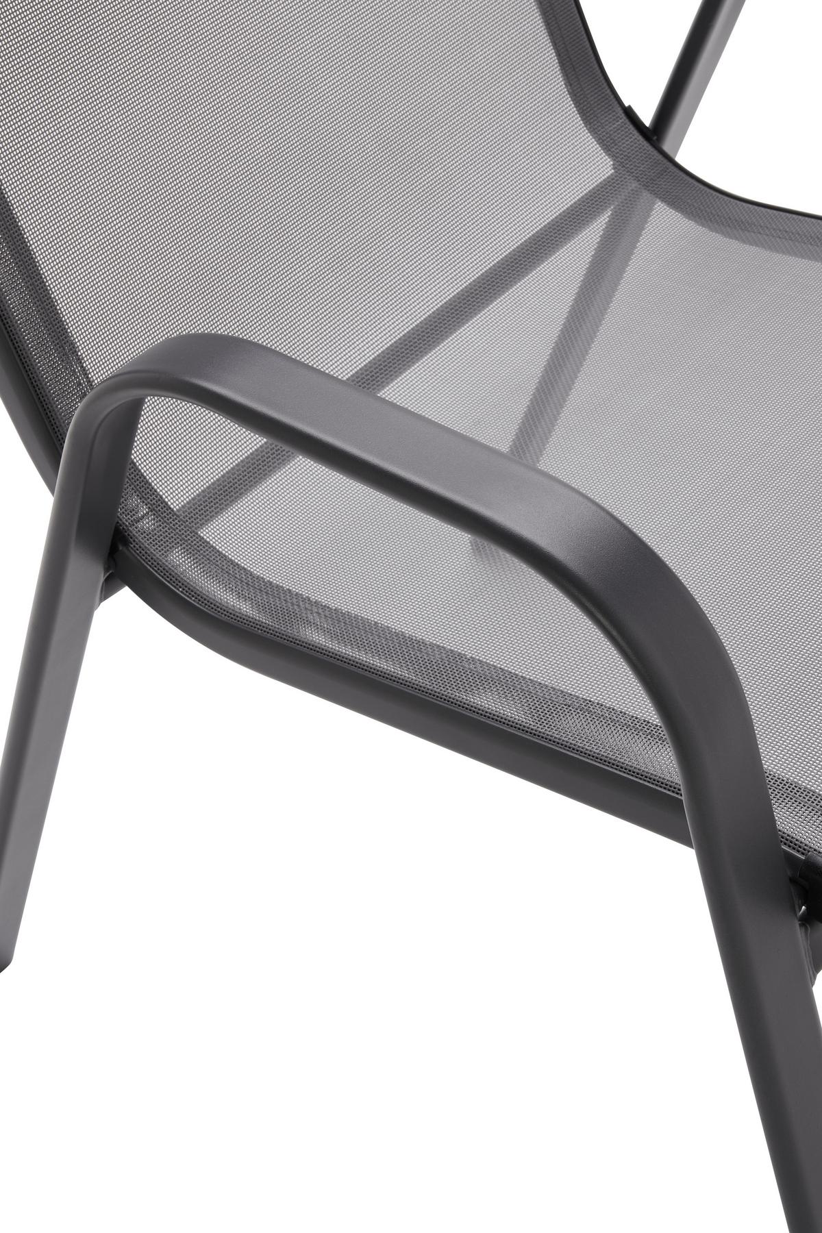Gartensessel Stapelbar Alexis Stahl/Textilene - Anthrazit, MODERN, Textil/Metall (54/92/73cm) - Ondega