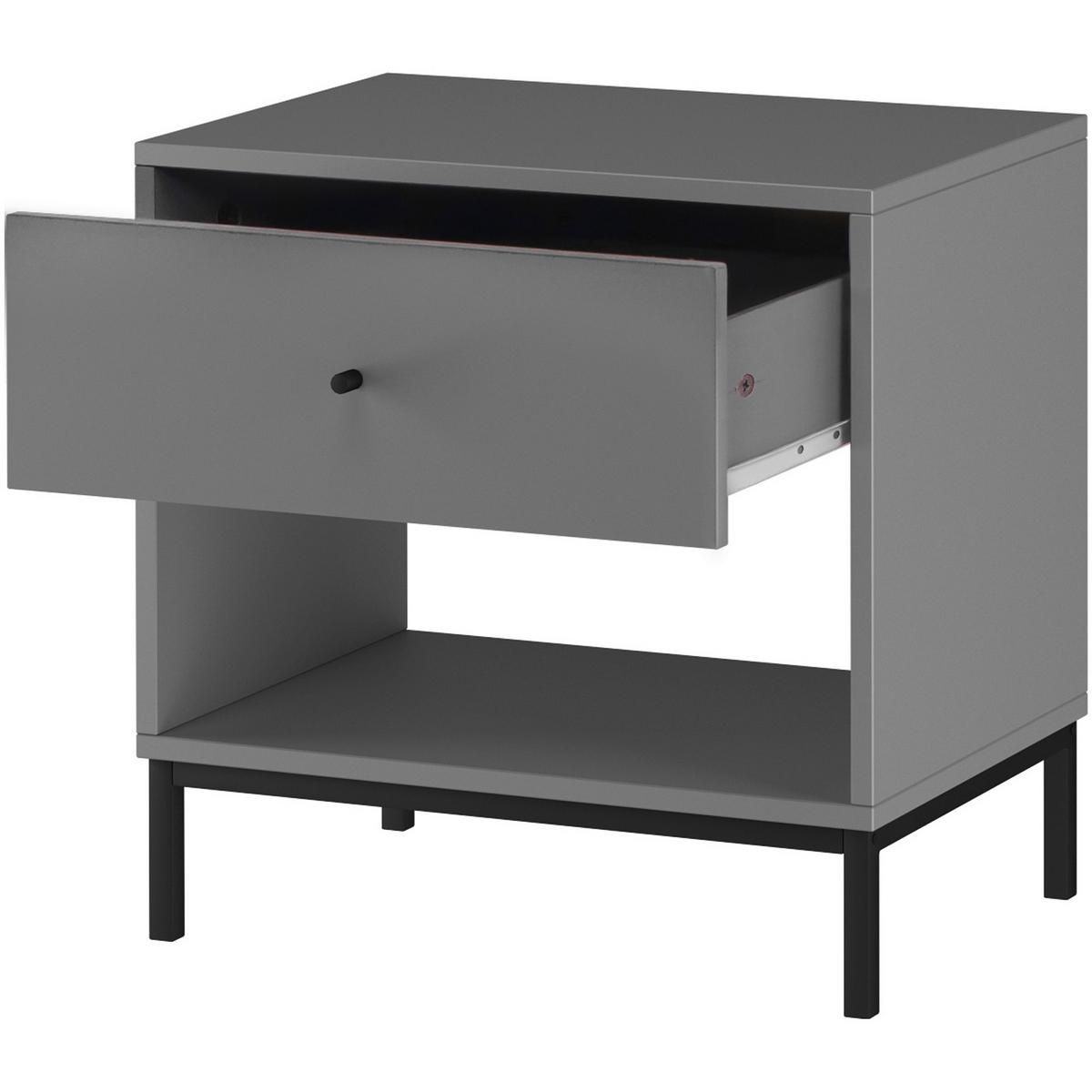 Nachttisch Celine Grau B: 50 Cm - Schwarz/Grau, Design, Holzwerkstoff/Metall (50/50/35cm) - MID.YOU